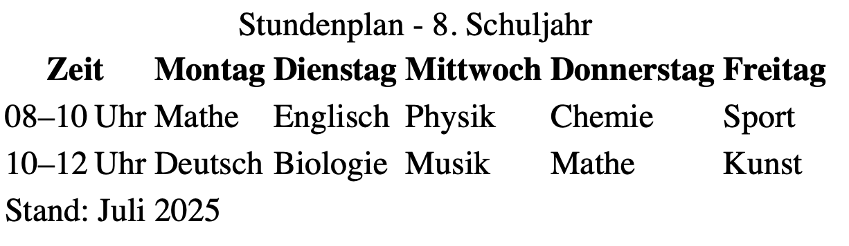 Stundenplan